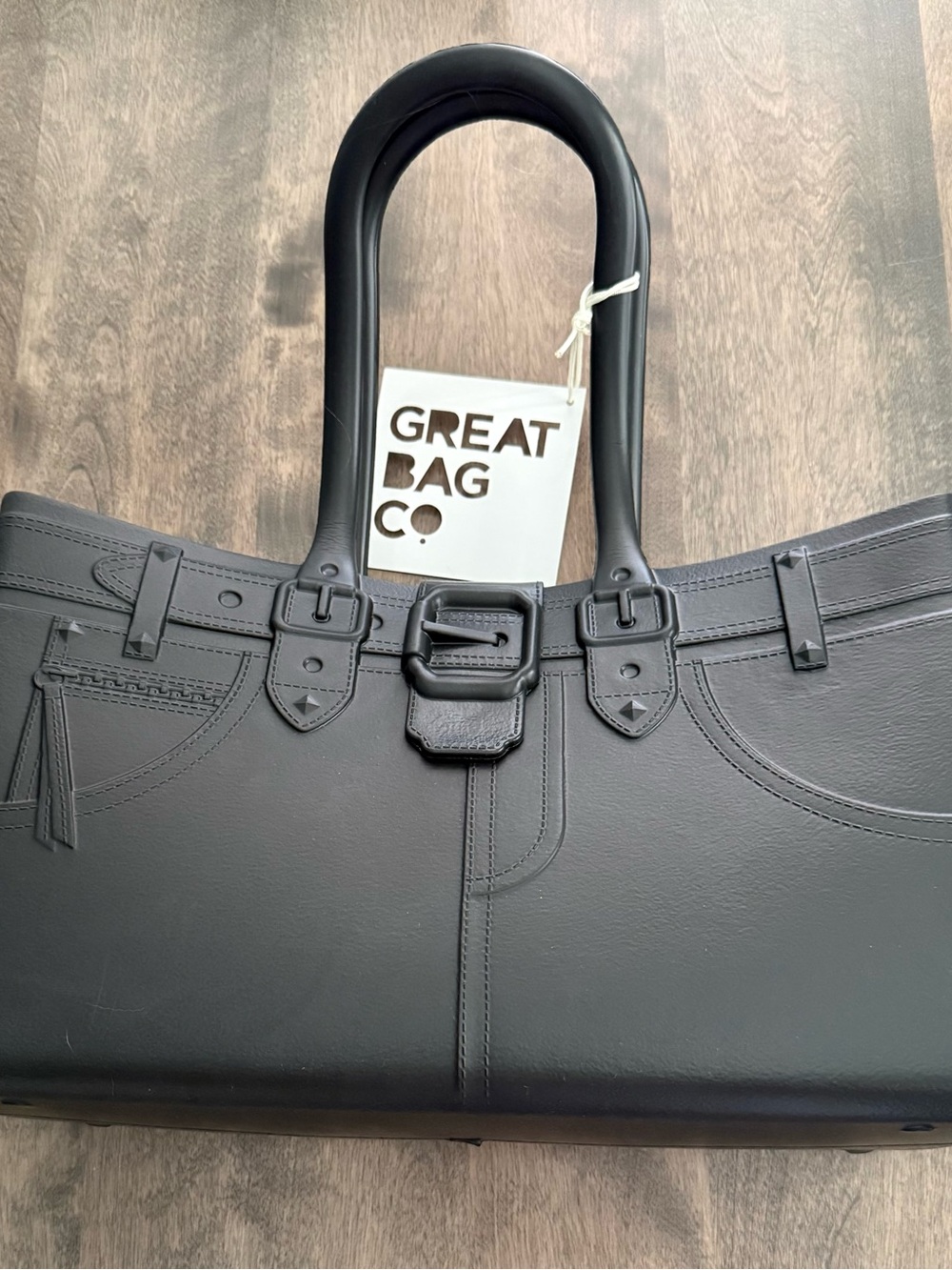 Black Structured Shoulder Tote